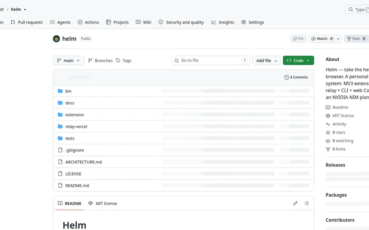 Helm — GitHub repository, take the helm of your own browser