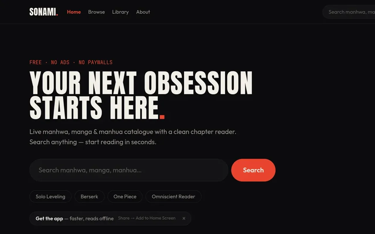 Sonami Dex — live manga and manhwa reader interface
